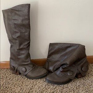 Brown knee high boots